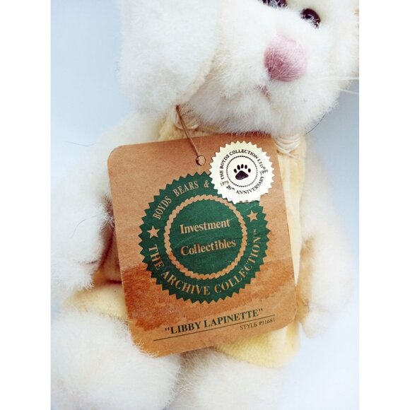 Boyds Bears Libby Lapinette White Bunny Plush Hat Jumper 6 Inch Animal Spring - Picture 13 of 15